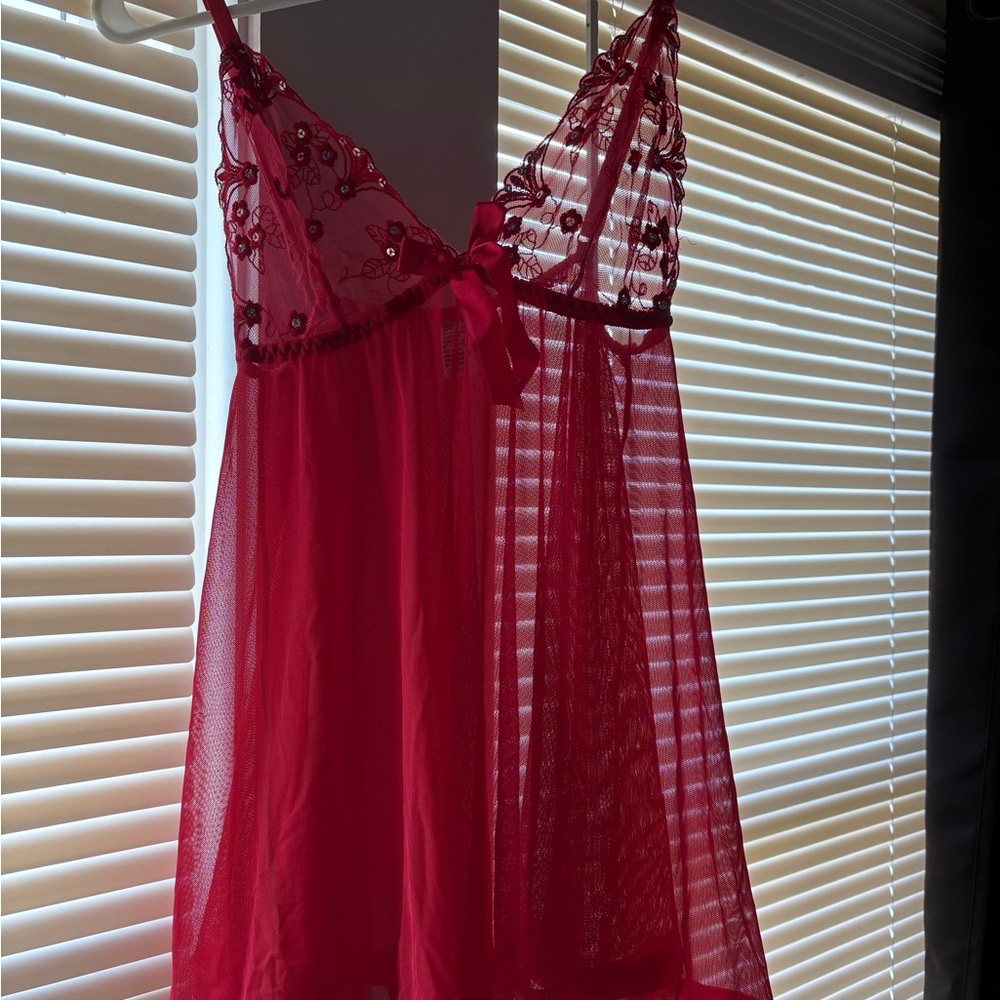 Red Lace Baby Doll Slip Dress